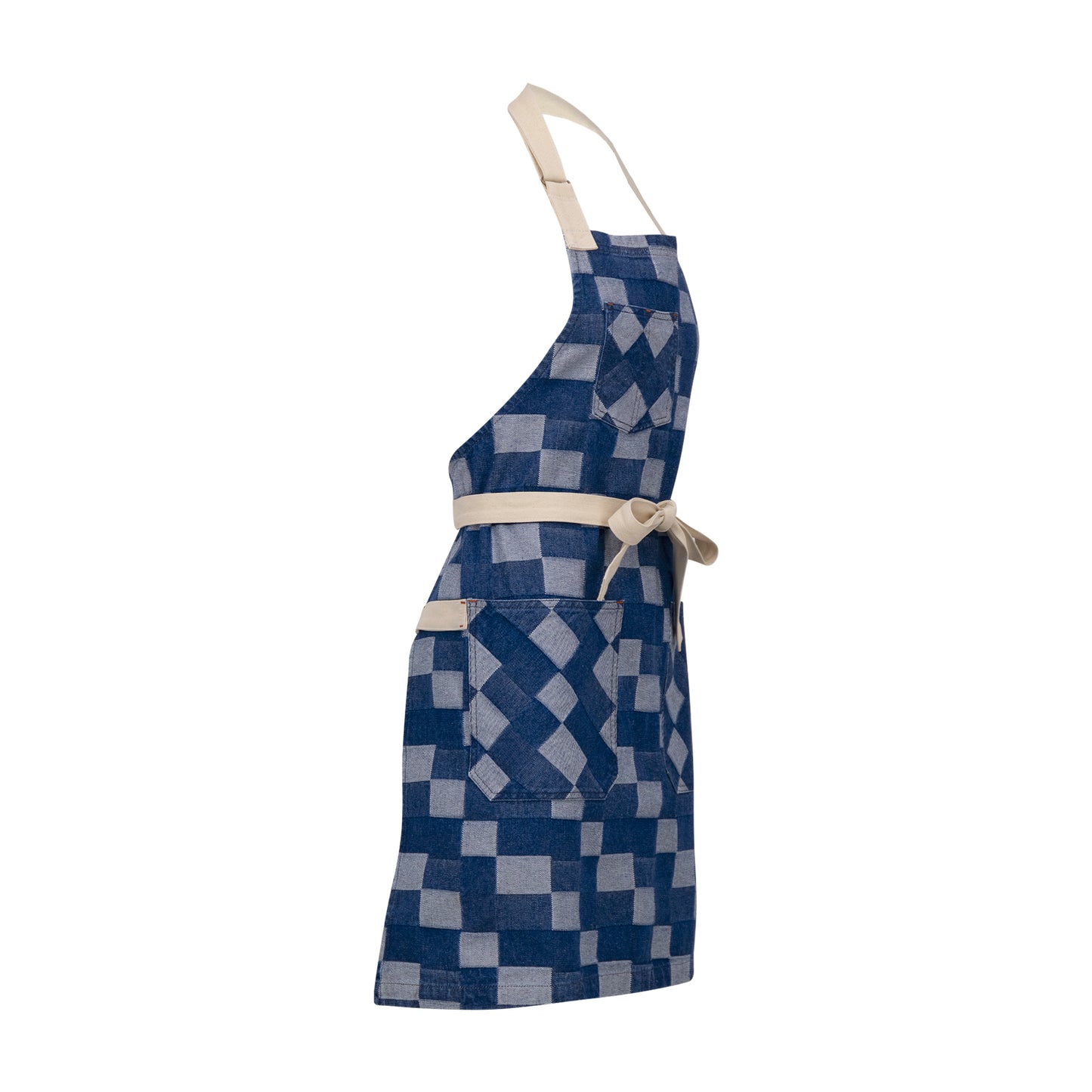 MANDIL TOKYO DENIM AJEDREZ AZUL CLARO (BEIGE)