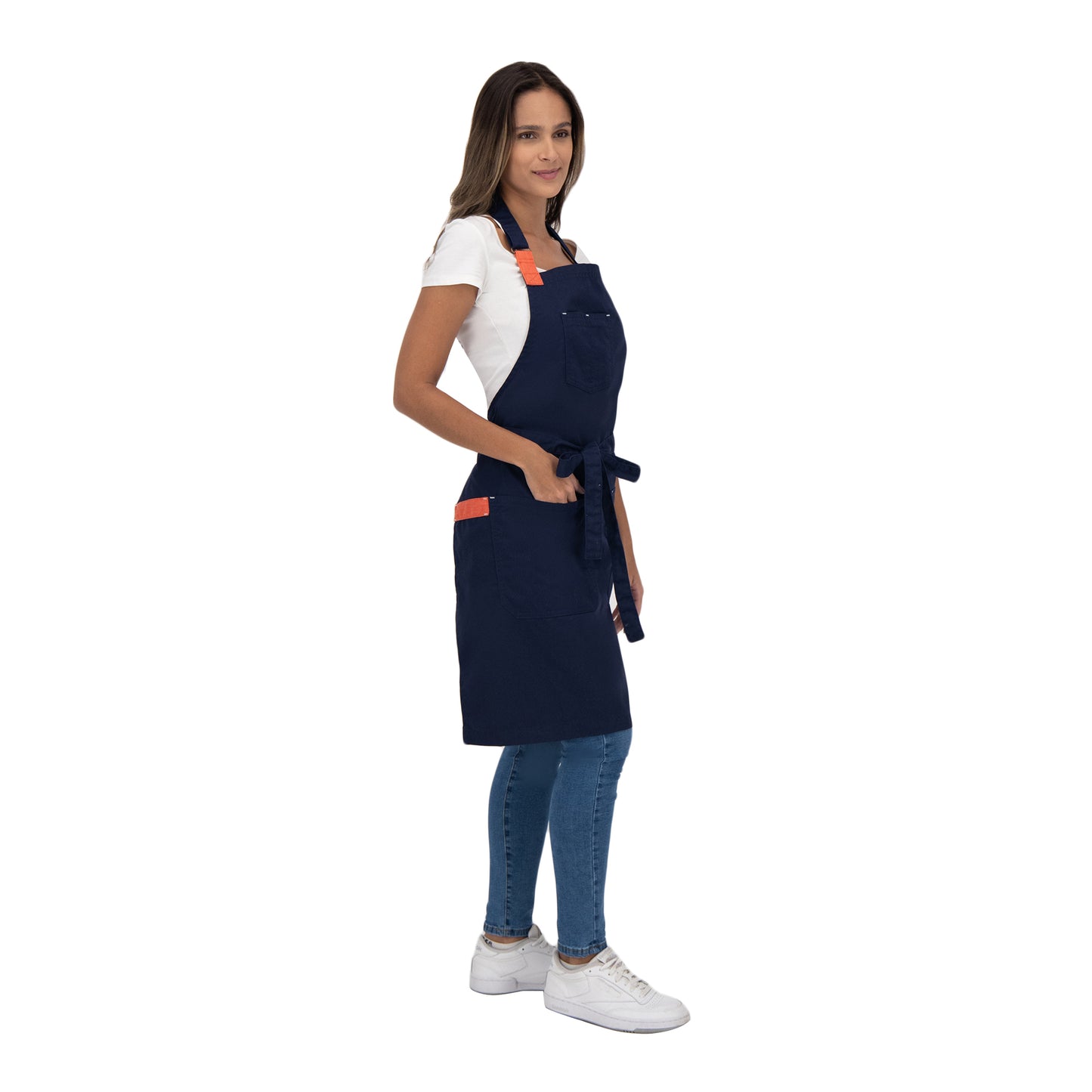 MANDIL TOKYO AZUL MARINO ( NARANJA )