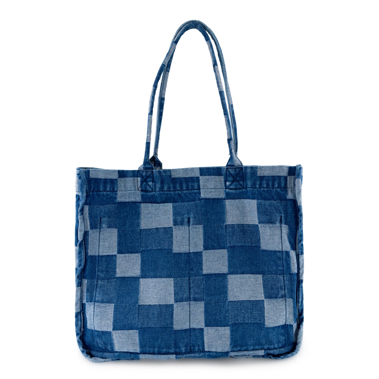 TOTE BAG VIENA  CUADROS AZUL MEDIO