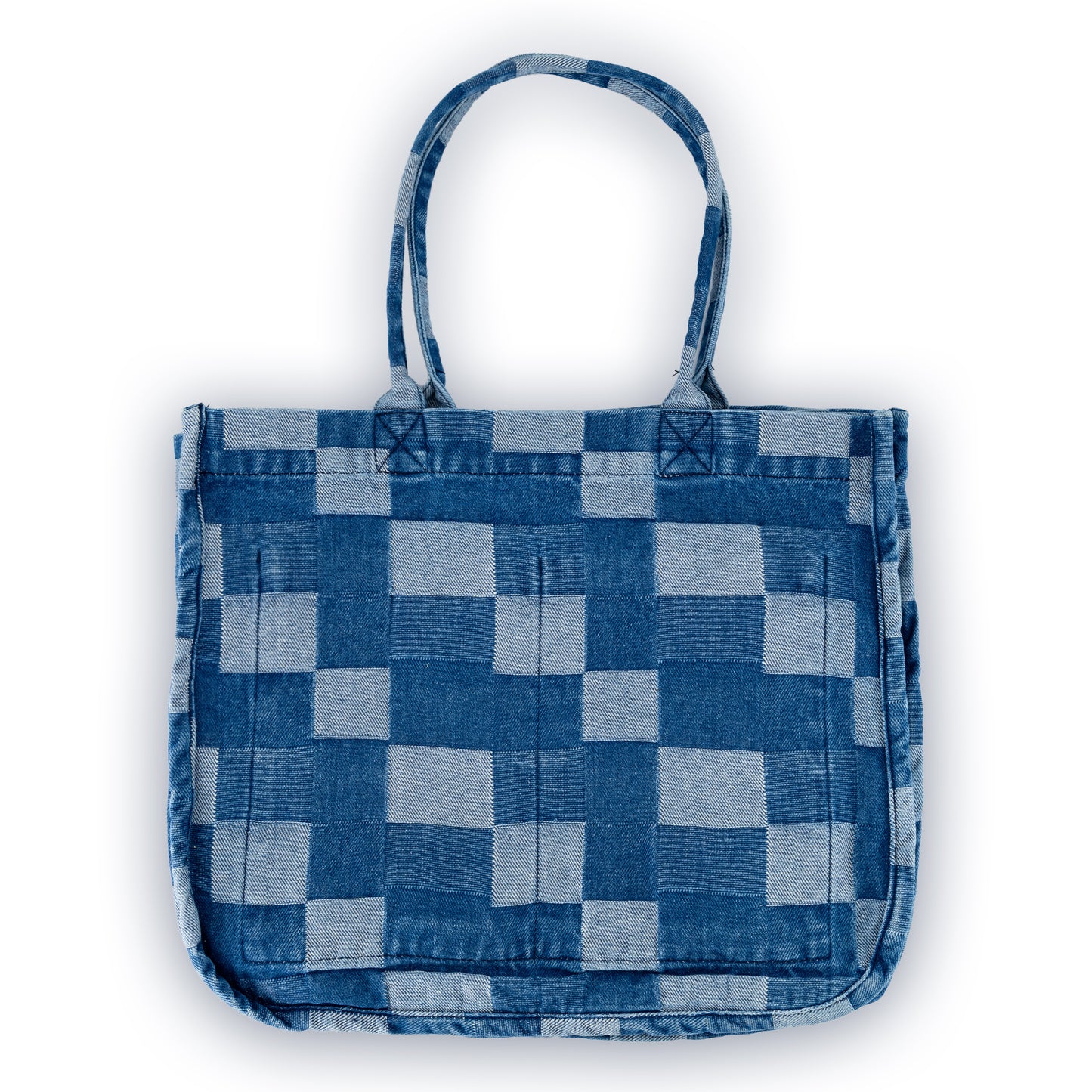 TOTE BAG VIENA  CUADROS AZUL MEDIO