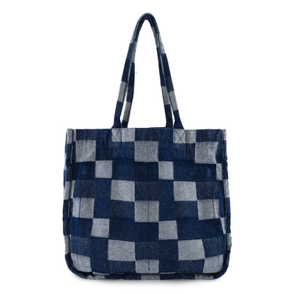 TOTE BAG VIENA  CUADROS AZUL OBSCURO
