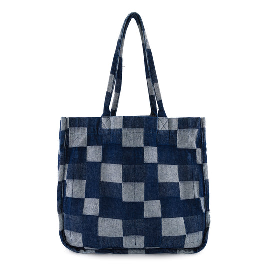 TOTE BAG VIENA  CUADROS AZUL OBSCURO