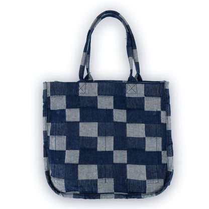 TOTE BAG VIENA  CUADROS AZUL OBSCURO