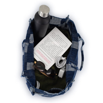 TOTE BAG VIENA  CUADROS AZUL OBSCURO